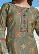 Soft Silk Kurti Set In Mehndi Green Color